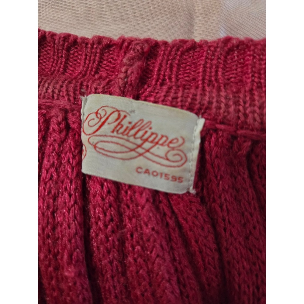 Hot Pink Cable Knit Batwing Dolman Sweater Oversized Cottagecore Cozy Size M - Picture 5 of 5